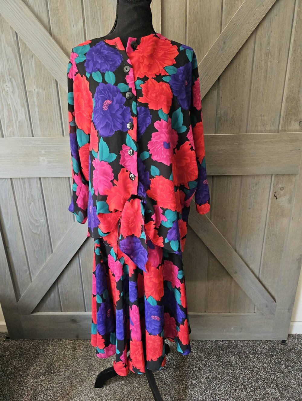 Vintage Susan Page Floral Blouse & Skirt